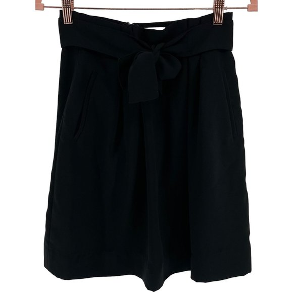 H&M Women's Size Small Black Ruffle Waist Pencil Skirt W/ Sash - Picture 1 of 4